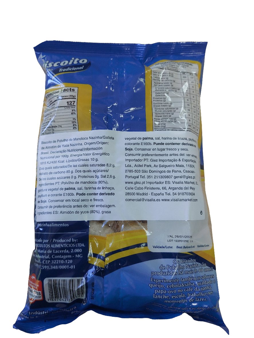 Biscoito Polvilho tradicional Nazinha 100gr - Hola Brasil