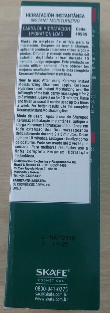 Carga de Keratina Skafe Keramax Hidrataçao - Hola Brasil