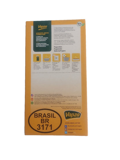 Carne seca desfiada cozida ao vapor Vapza 400gr - Hola Brasil