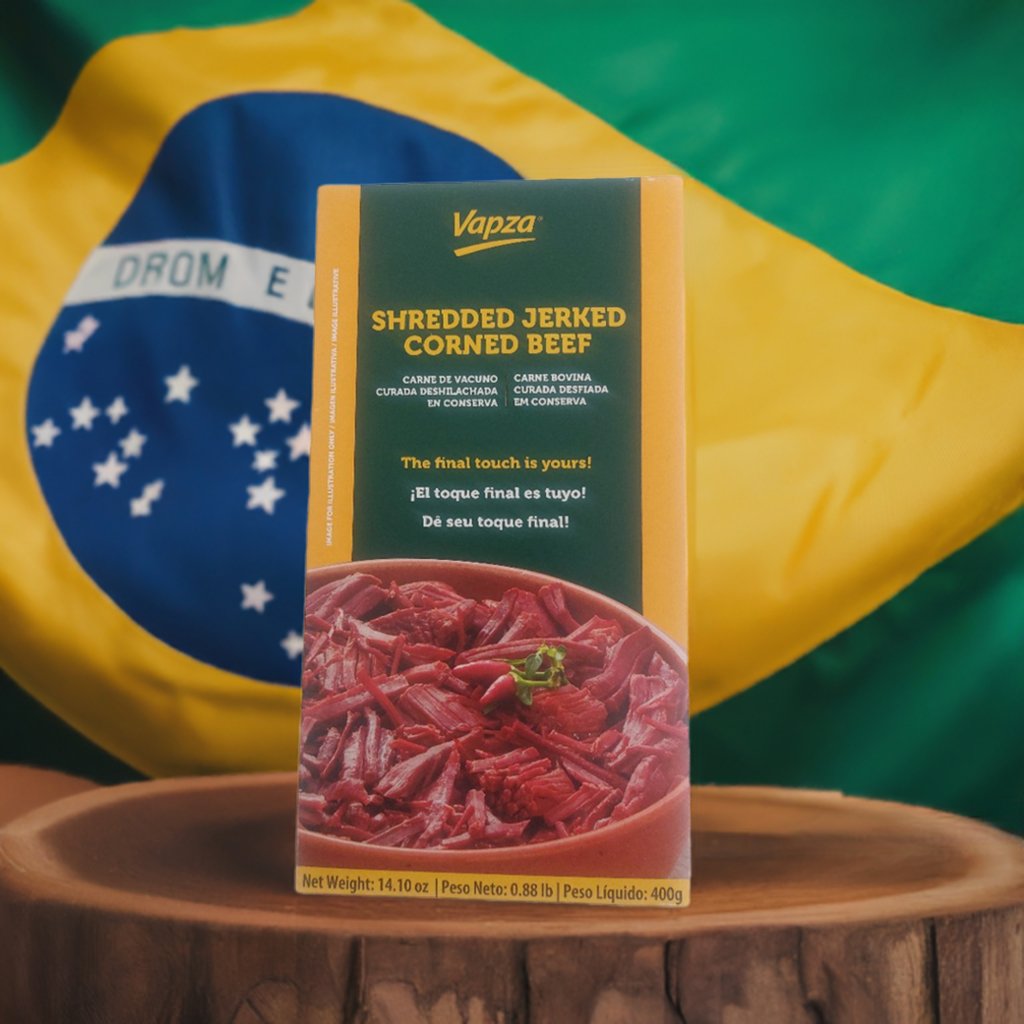 Carne seca desfiada cozida ao vapor Vapza 400gr - Hola Brasil