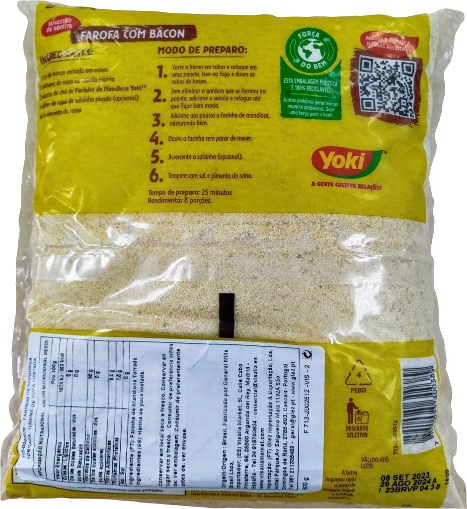 Farinha de Mandioca Torrada Yoki 500gr - Hola Brasil