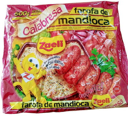 Farofa de Mandioca sabor Calabresa Zaeli 500gr - Hola Brasil