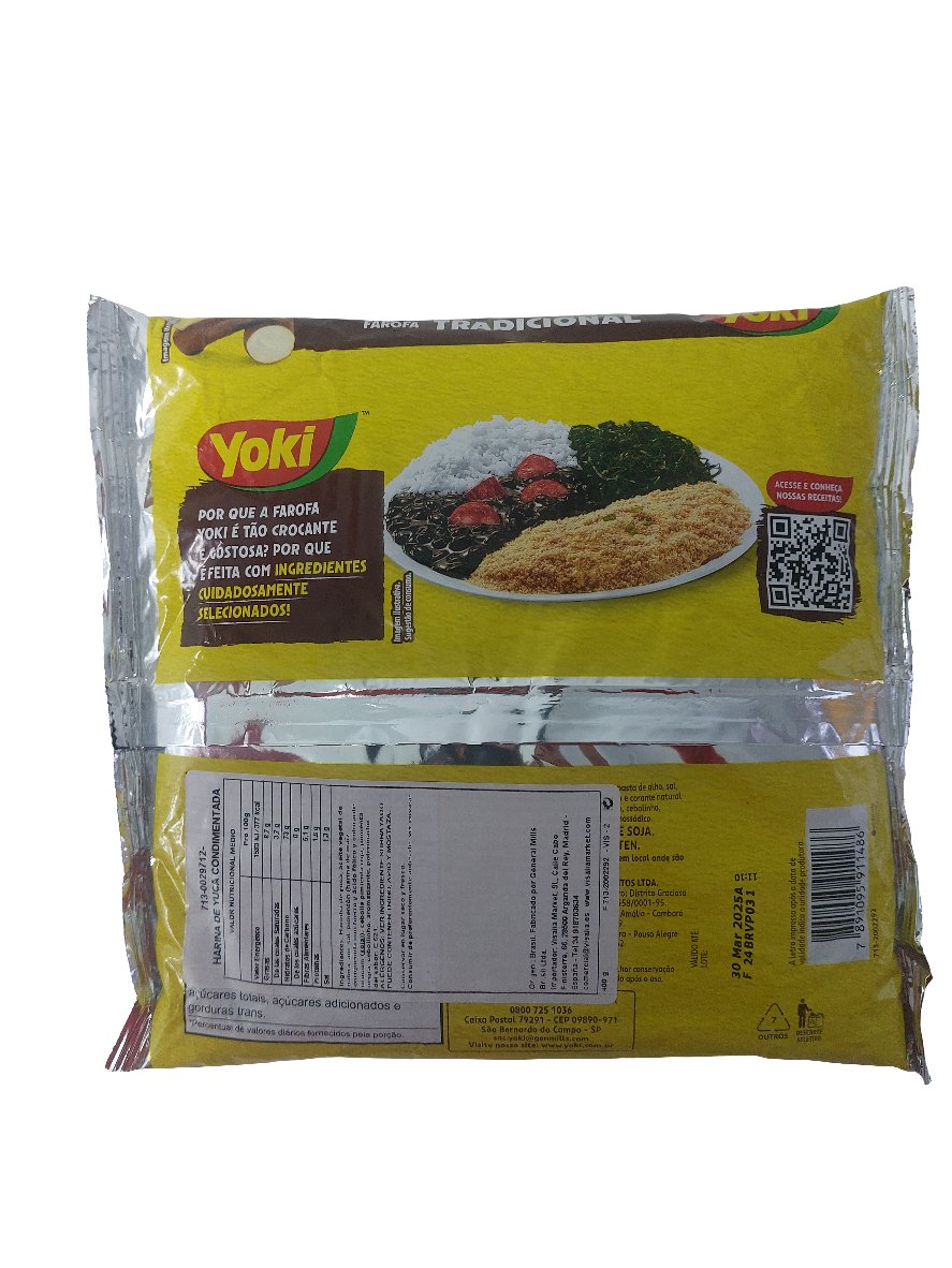 Farofa de Mandioca Tradicional Yoki 400gr - Hola Brasil