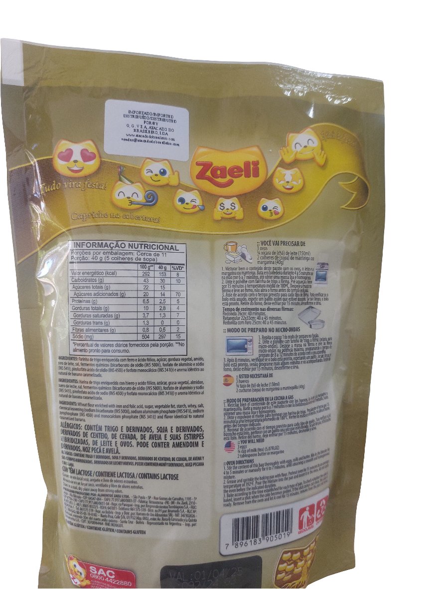 Mistura para bolo banana caramelizada Zaeli 450g - Hola Brasil