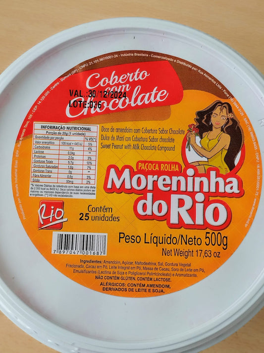 Paçoca Rolha com chocolate Moreninha do Rio 500 g - Hola Brasil