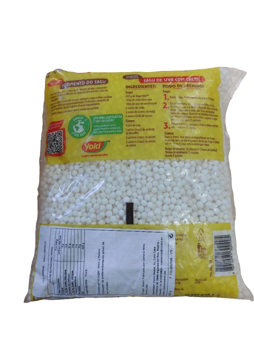 Sagú de mandioca - Pérolas de tapioca Yoki 500gr - Hola Brasil