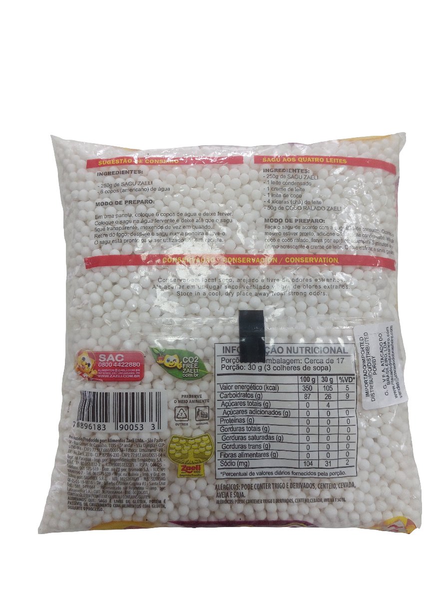 Sagu - Pérolas de tapioca Zaeli 500gr - Hola Brasil